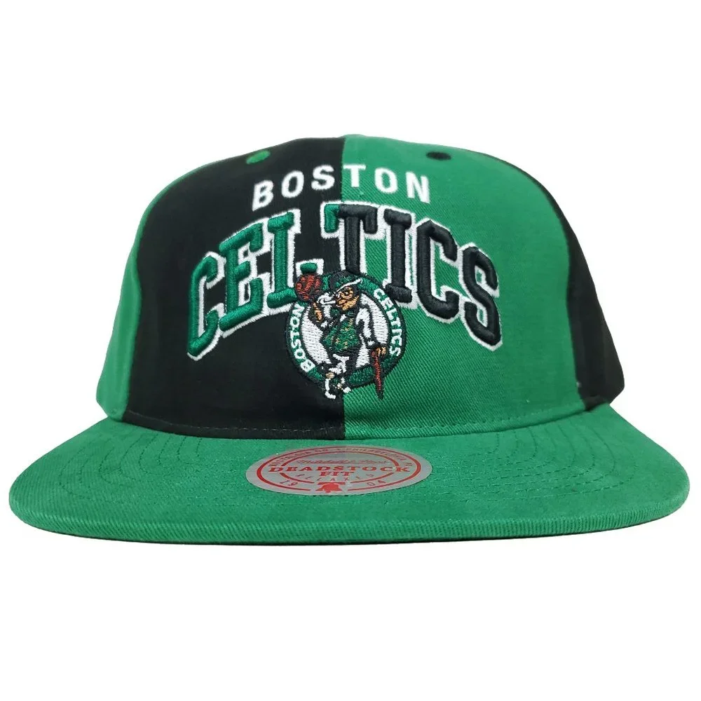 Boston Celtics Mitchell & Ness NBA Deadstock Snapback Hat 3D Logo Green Cap NWT‎